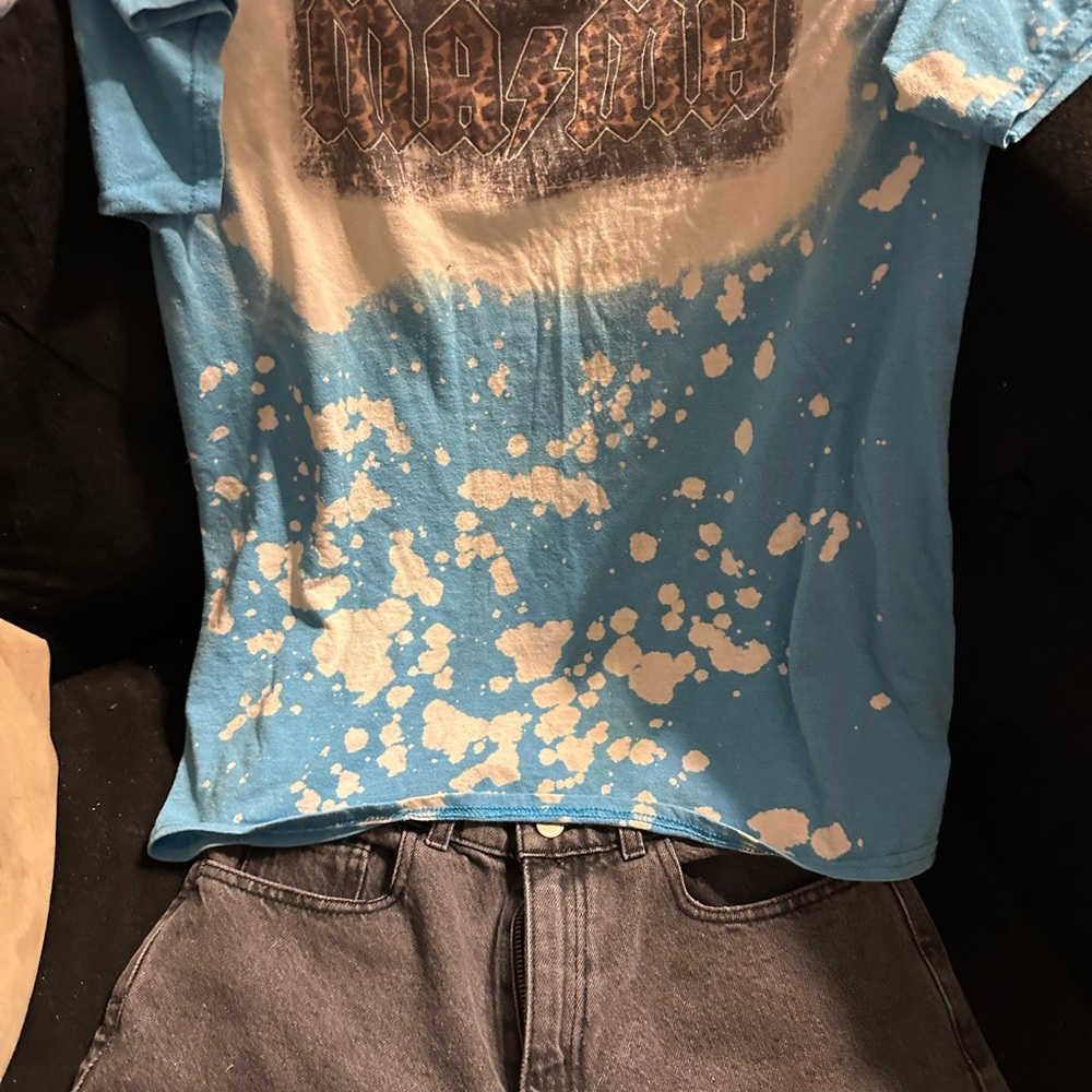 Blue Bleach-Splatter Graphic Tee